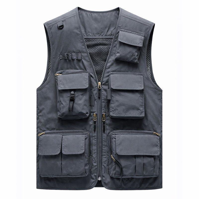 Men's Lightweight Utility Vest – 16-Pocket Fishing, Photography & Travel Vest with Mesh Back