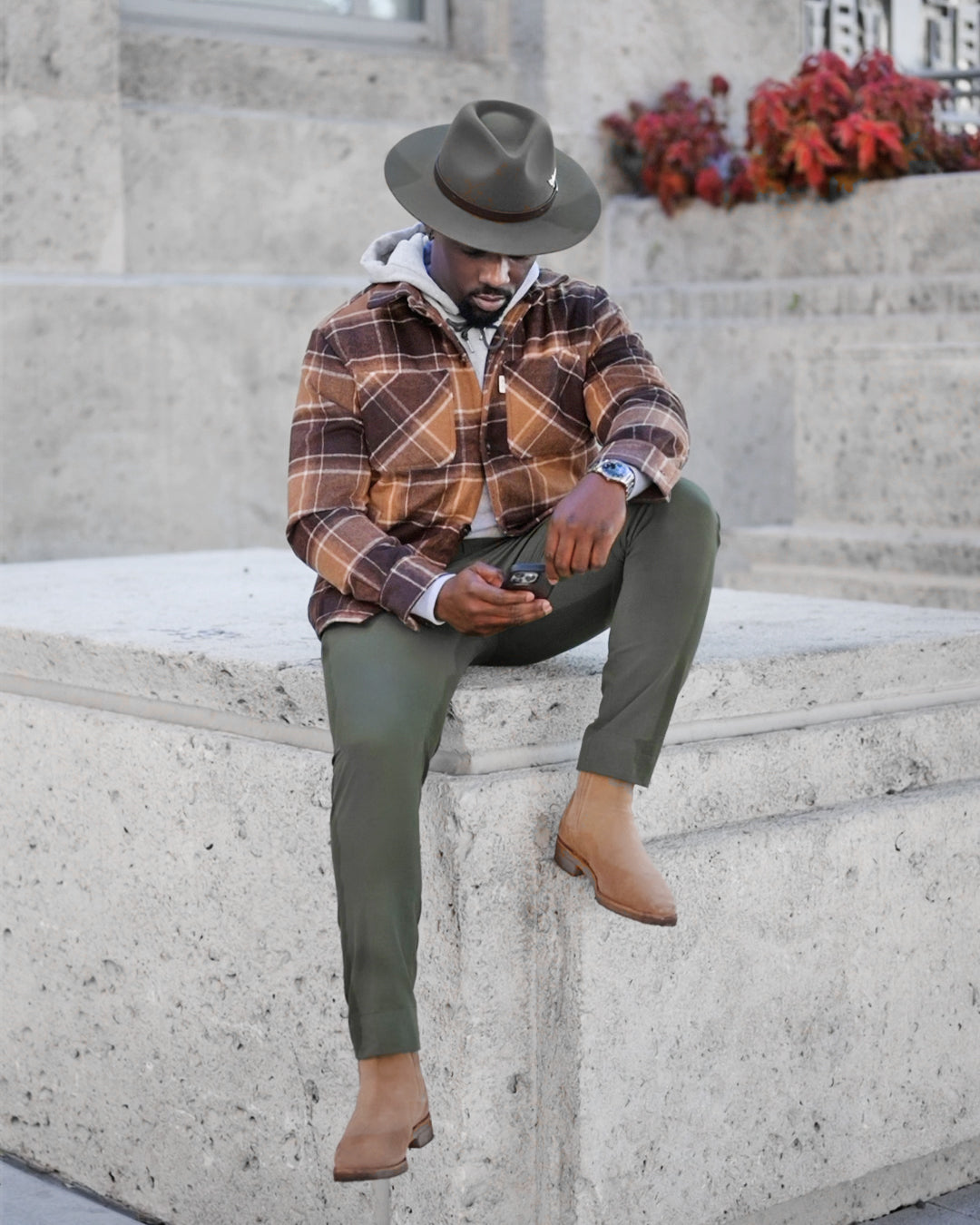 Geoffery Fedora Hat – Dark Olive