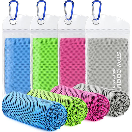 TWS 4 Pack Cooling Towel, Soft Breathable Chilly Microfiber Towel
