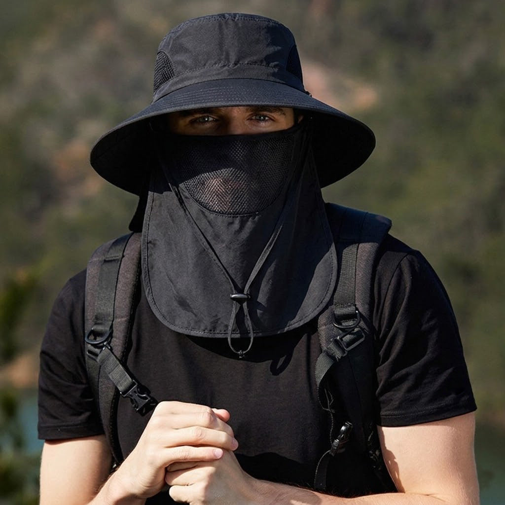 Men's Sun Protection Fishing Hat – Lightweight Breathable with Detachable Face Cover