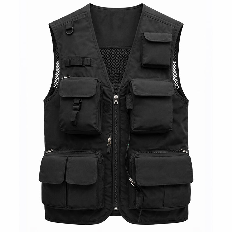 Men's Lightweight Utility Vest – 16-Pocket Fishing, Photography & Travel Vest with Mesh Back