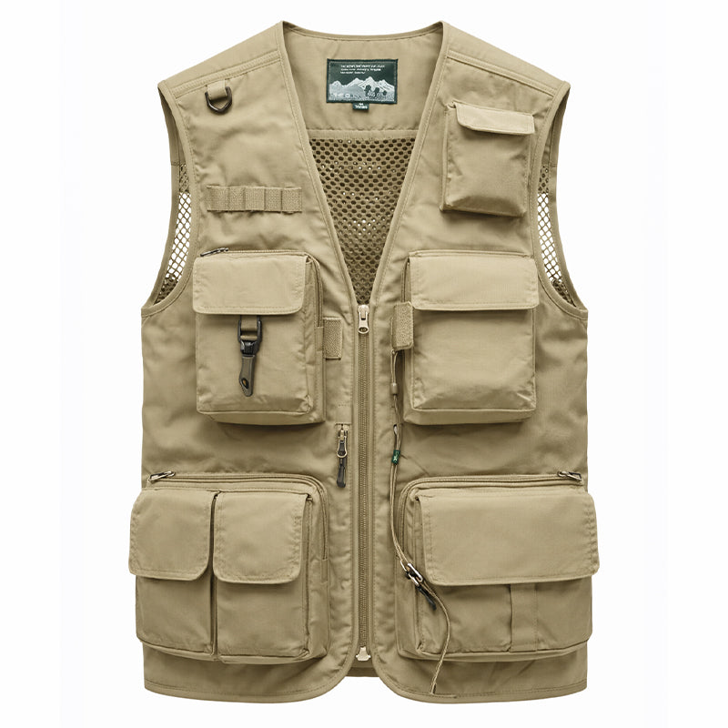 Men's Lightweight Utility Vest – 16-Pocket Fishing, Photography & Travel Vest with Mesh Back