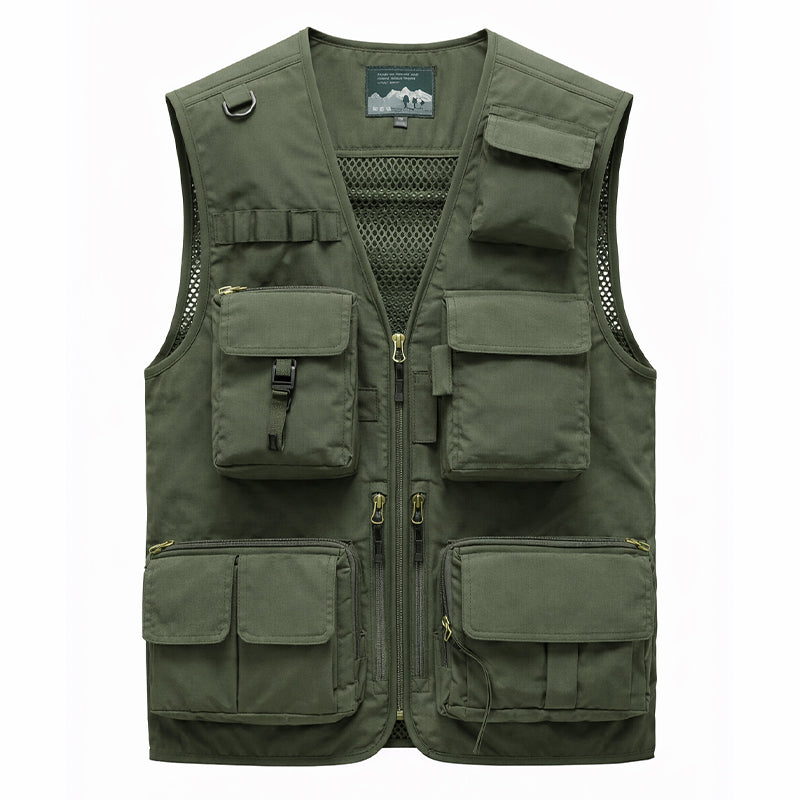 Men's Lightweight Utility Vest – 16-Pocket Fishing, Photography & Travel Vest with Mesh Back