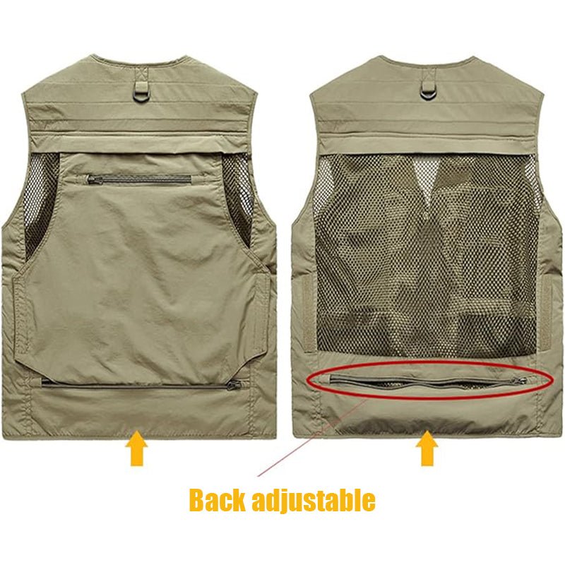 Men's Lightweight Utility Vest – 16-Pocket Fishing, Photography & Travel Vest with Mesh Back