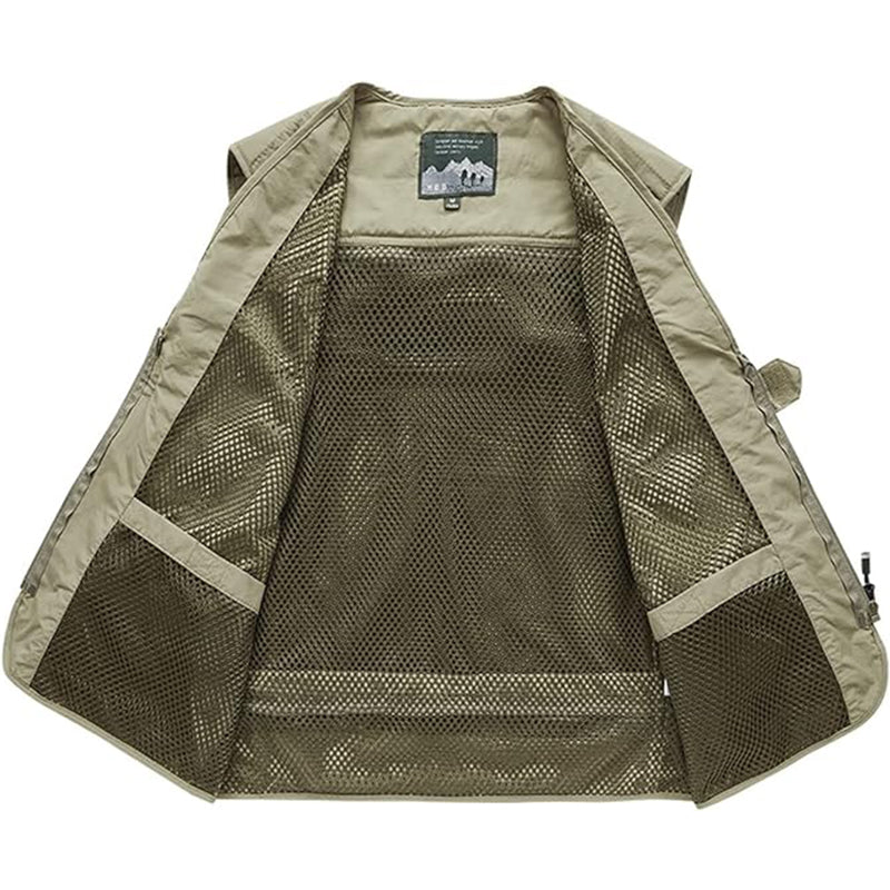 Men's Lightweight Utility Vest – 16-Pocket Fishing, Photography & Travel Vest with Mesh Back