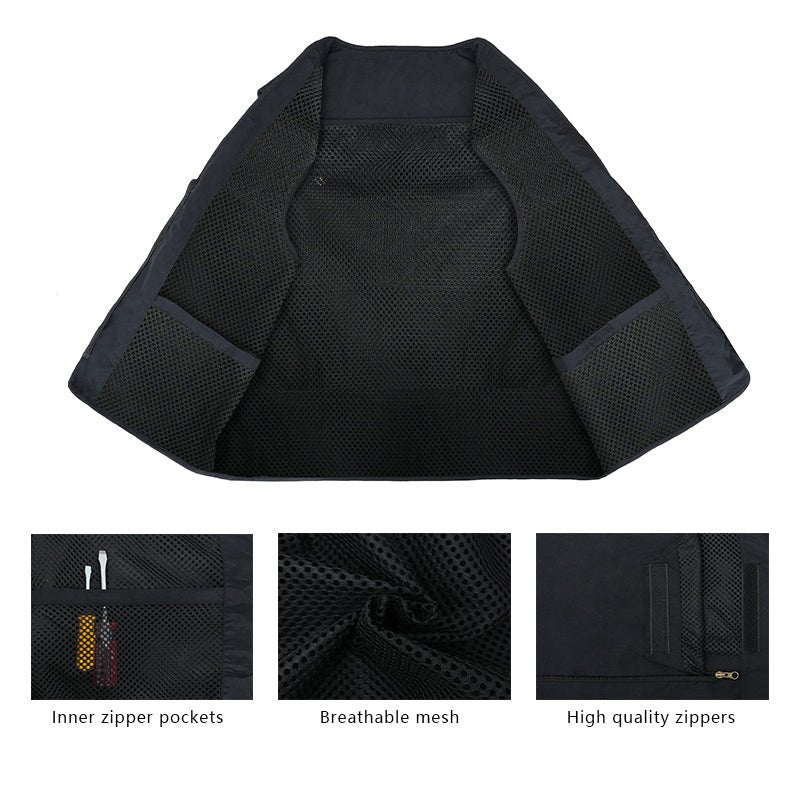 Men's Lightweight Utility Vest – 16-Pocket Fishing, Photography & Travel Vest with Mesh Back