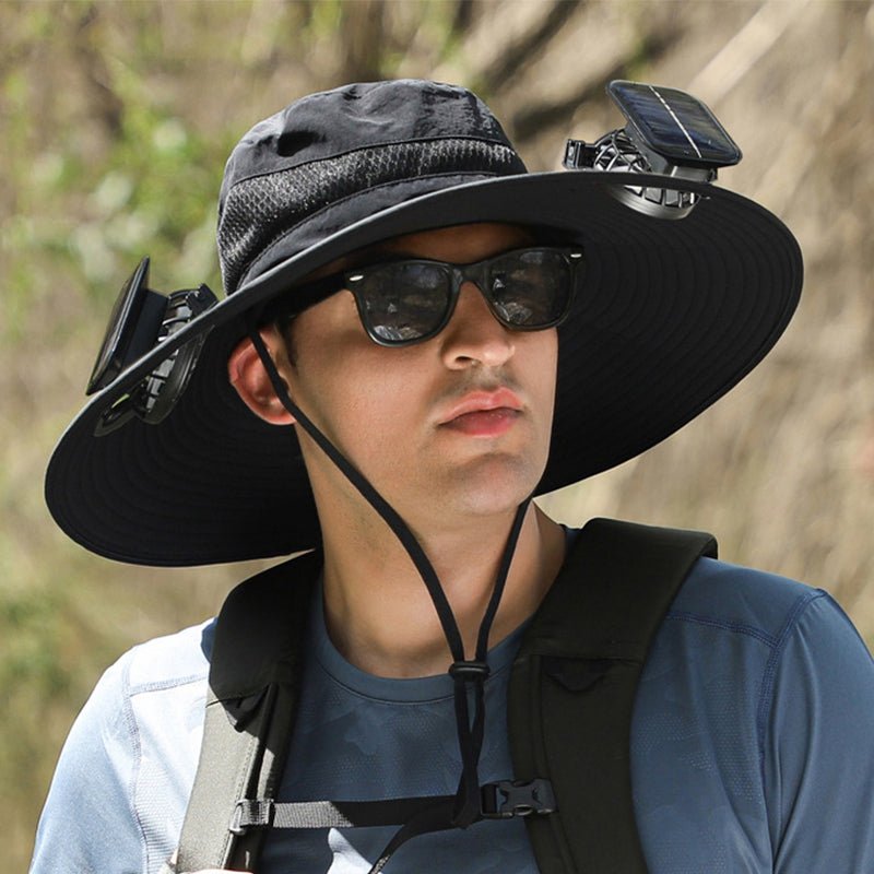 Wide Brim Sun Hat with Solar Fans – Outdoor Work, Fishing & Gardening Hat