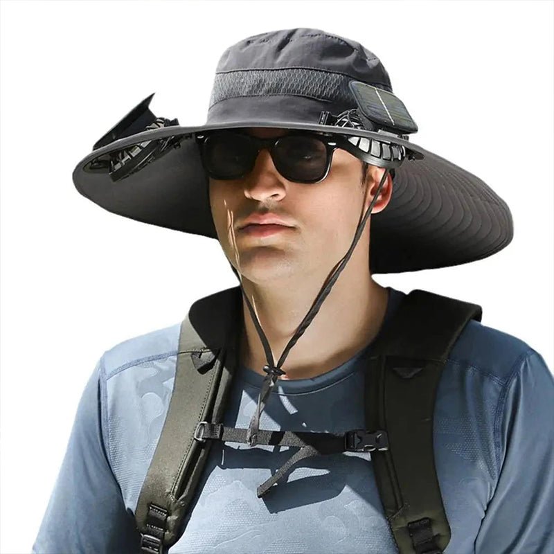 Wide Brim Sun Hat with Solar Fans – Outdoor Work, Fishing & Gardening Hat