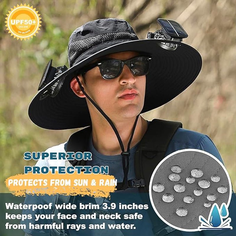 Wide Brim Sun Hat with Solar Fans – Outdoor Work, Fishing & Gardening Hat