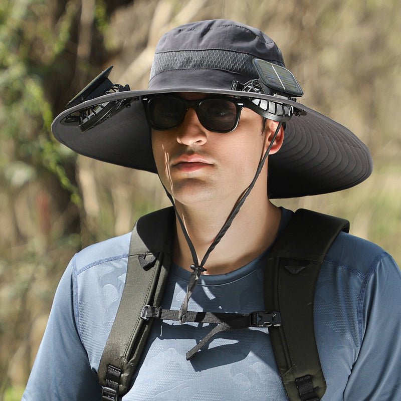 Wide Brim Sun Hat with Solar Fans – Outdoor Work, Fishing & Gardening Hat