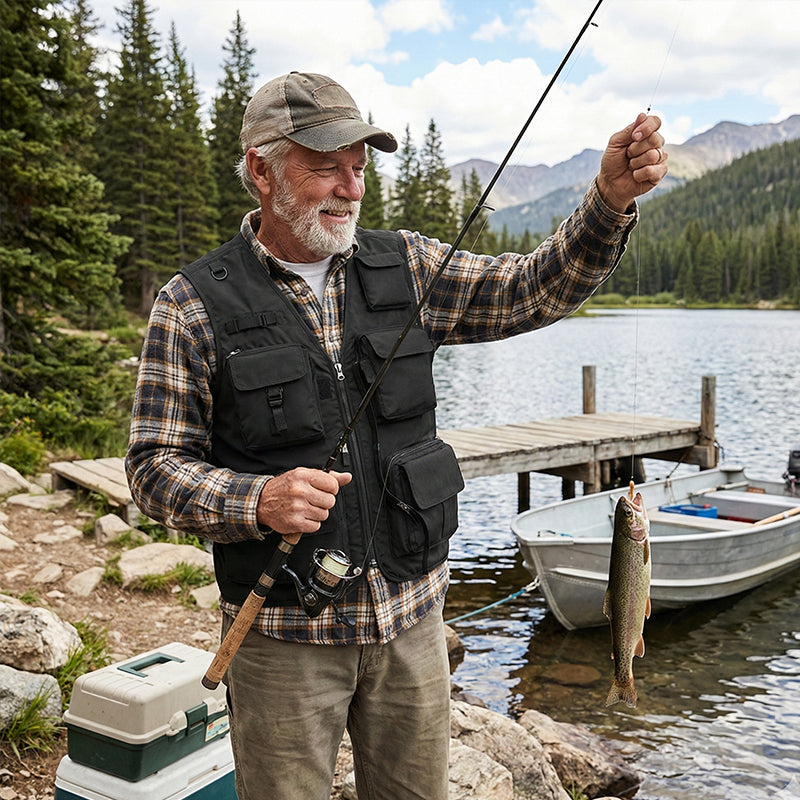 Men's Lightweight Utility Vest – 16-Pocket Fishing, Photography & Travel Vest with Mesh Back